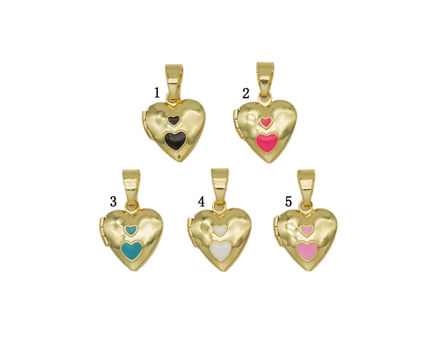 Lockets Enamel Heart Pendant, Sku#FH187