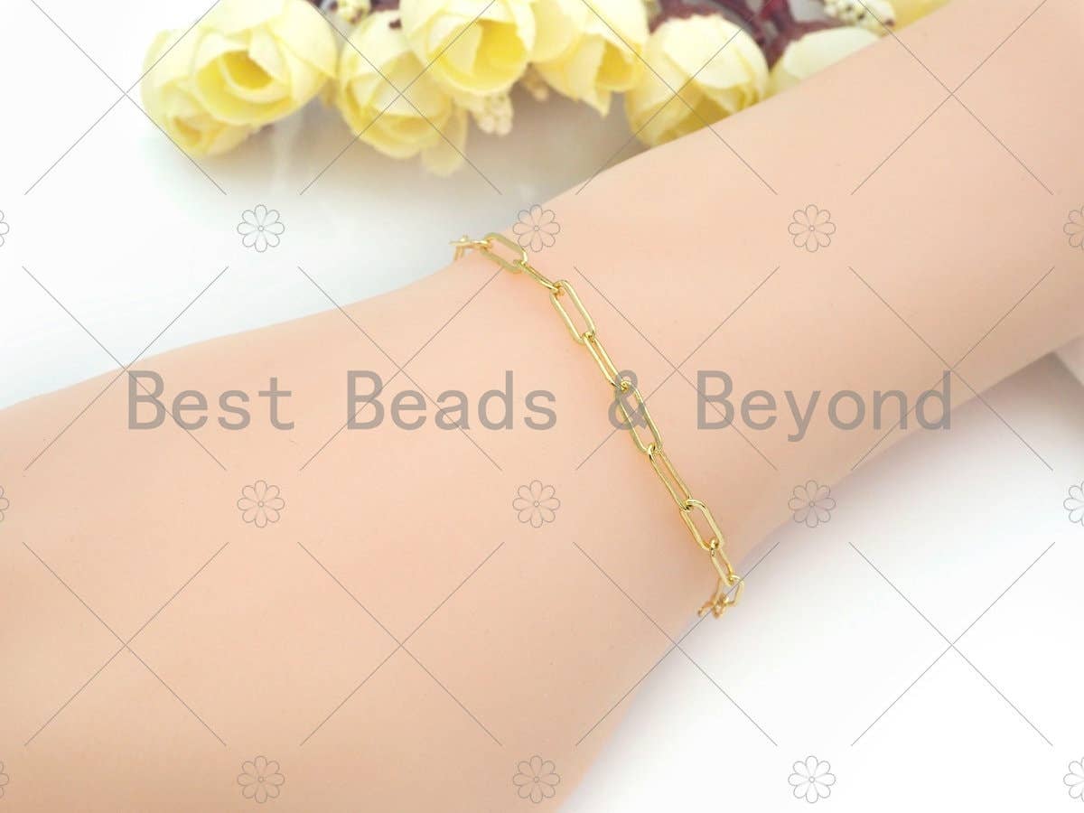 18/16/7 Dainty  Paper Clip Chain Necklace and Bracelet, Sku#LK106