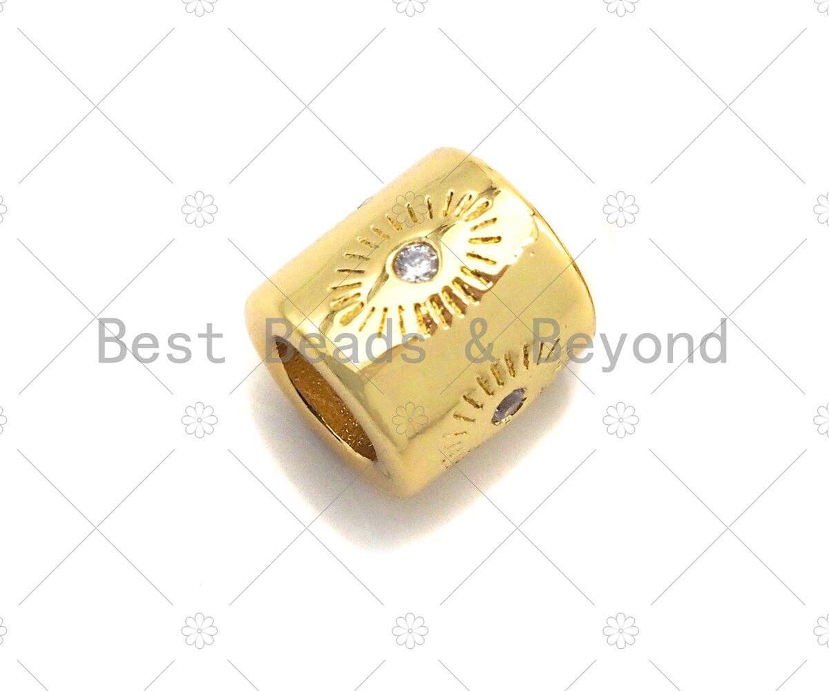 CZ Micro Pave Evil Eye On Large Hole Tube spacer Beads,Sku#C121