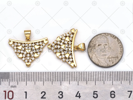 CZ Heart On Triangle Shape Charm,   Sku#LK559