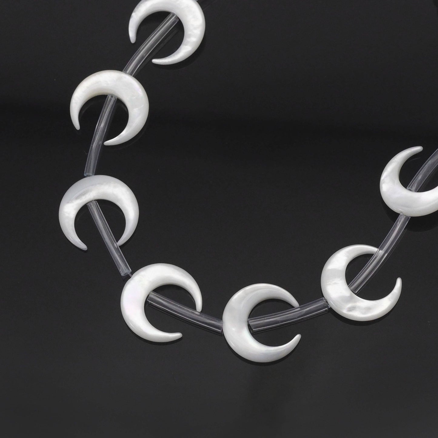 Half Moon White Mothe of Pearl Beads, Sku#T169