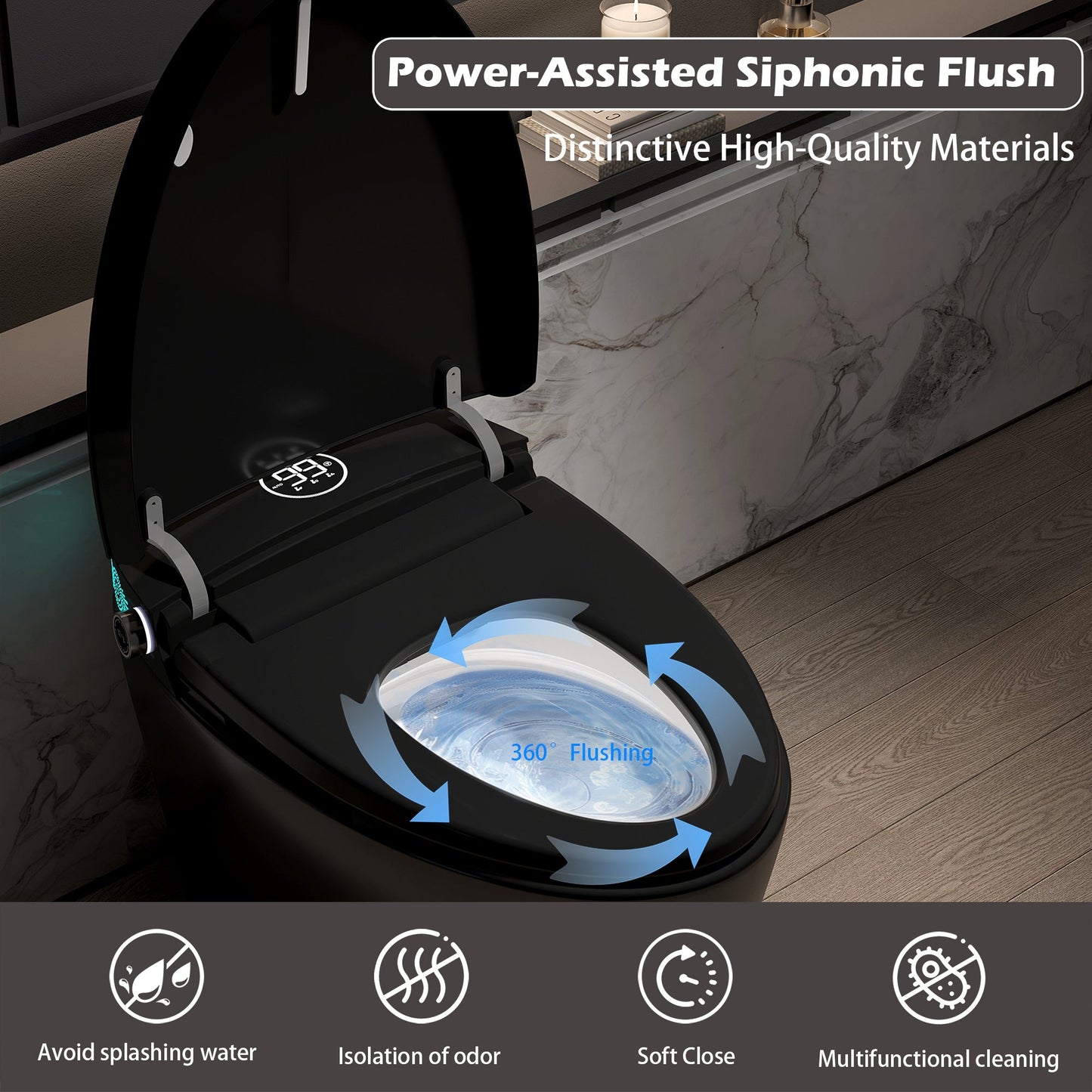 Smart Toilet with Bidet Built In - Black