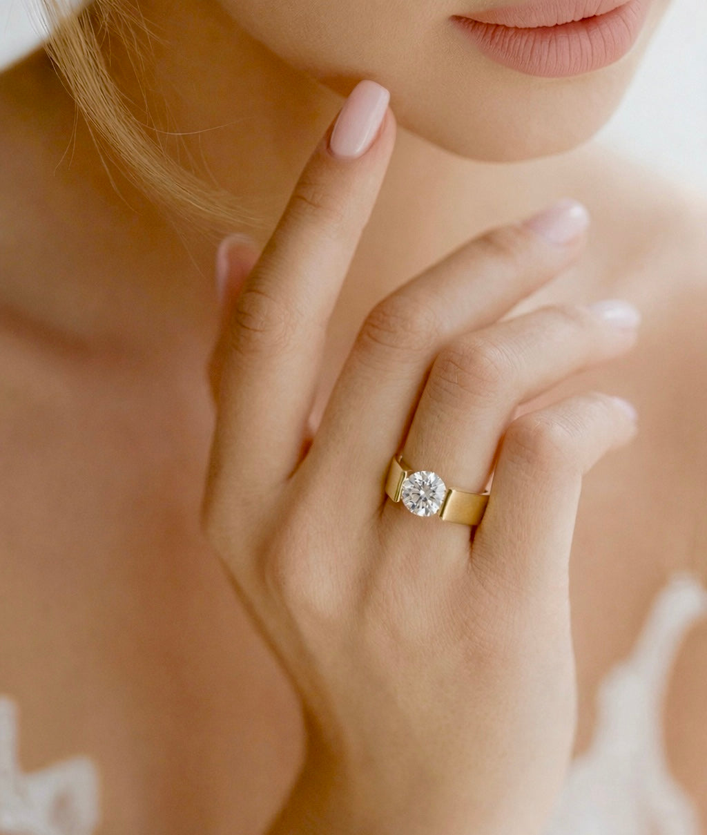 RG093G B.Tiff Gold 2 ct Round Solitaire Engagement Ring