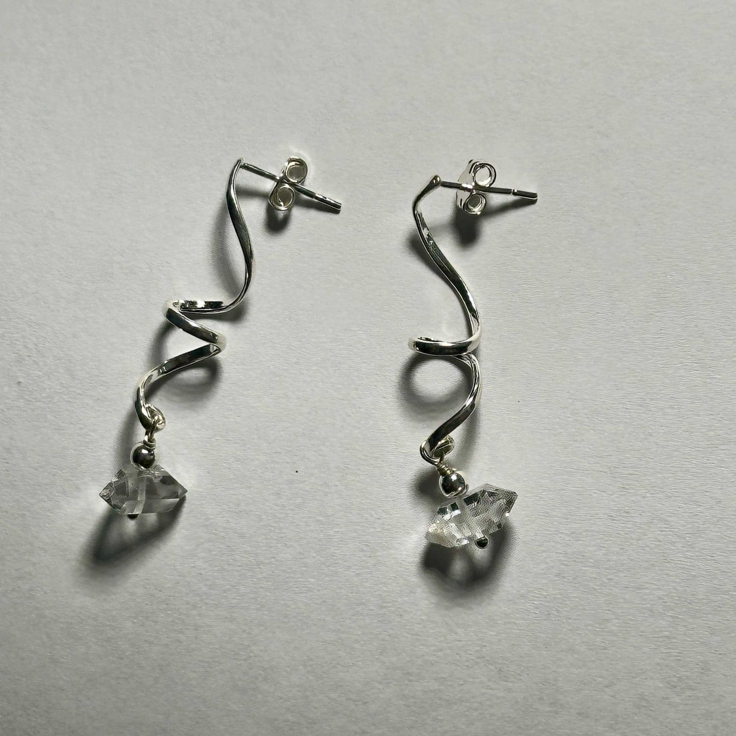 Herkimer Spiral Dangle Bertoni Earrings - Sterling Silver