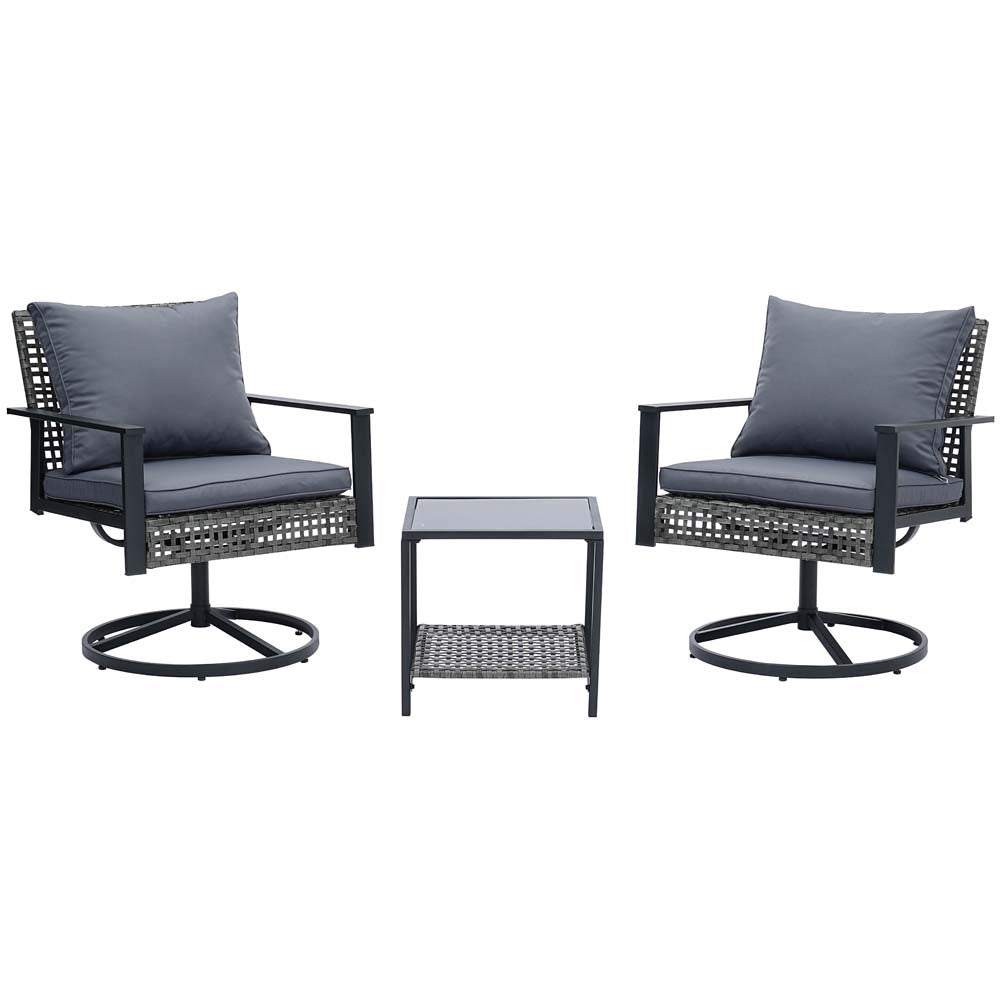 Ainfox 3PCS Patio Sofa With 2 Metal Swivel Chair And Coffee Table For Indoor Outdoor