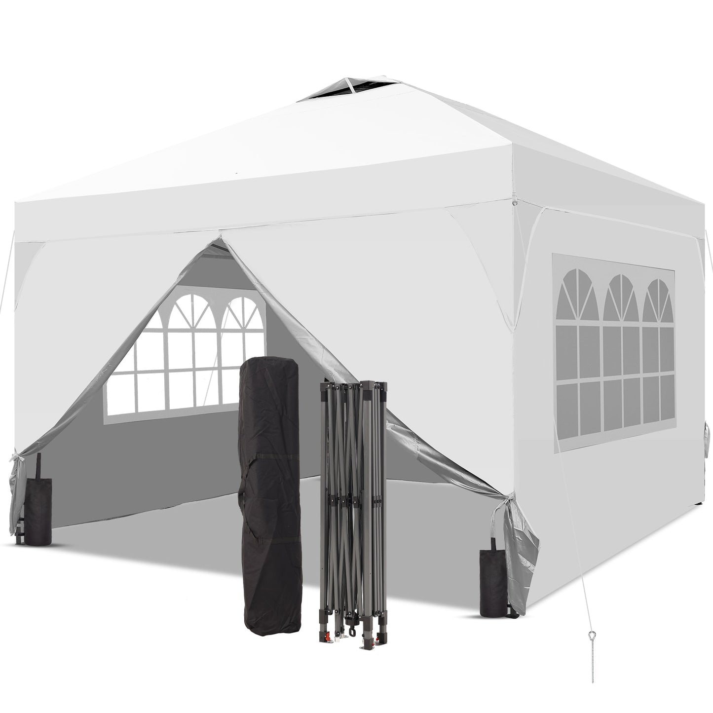 Ainfox 8ft x 8ft Pop Up Canopy Beach Tent with Four Removable Sidewalls for Events, Parties, Camping