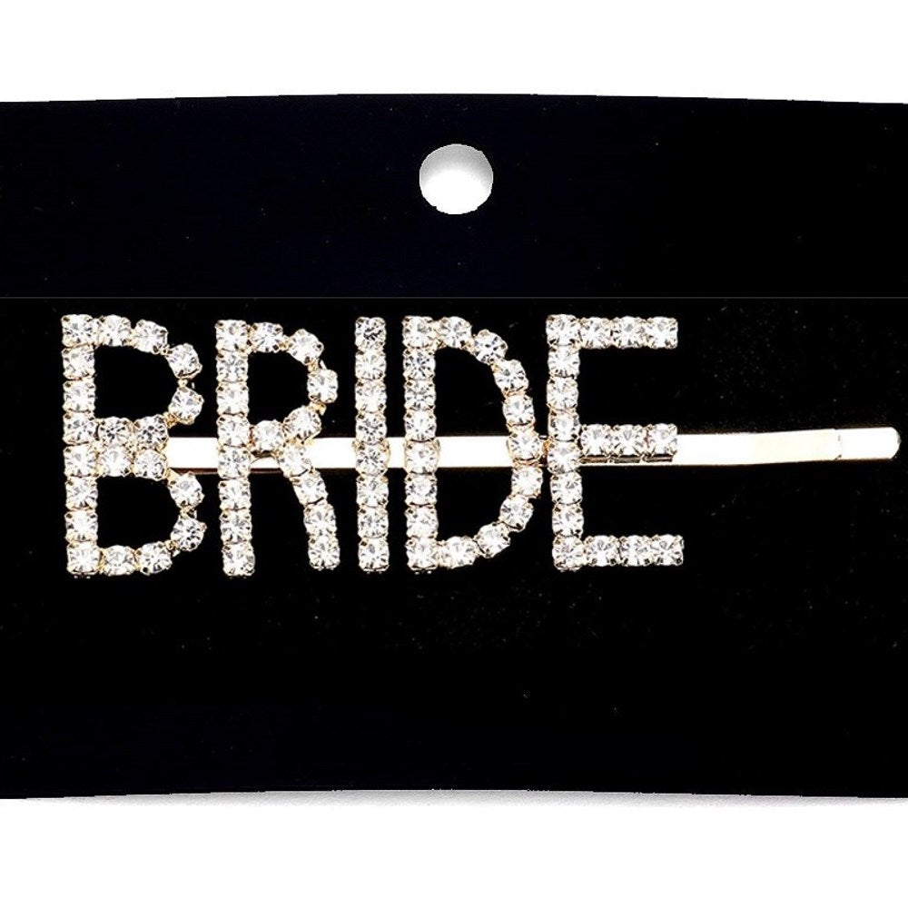 Bride Sparkly Crystal Pave "BRIDE" Rhinestone Hair Pin