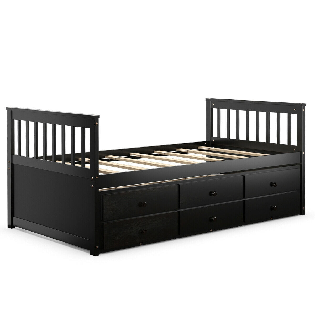 Twin Captain’s Bed with Trundle and 3 Storage Drawers