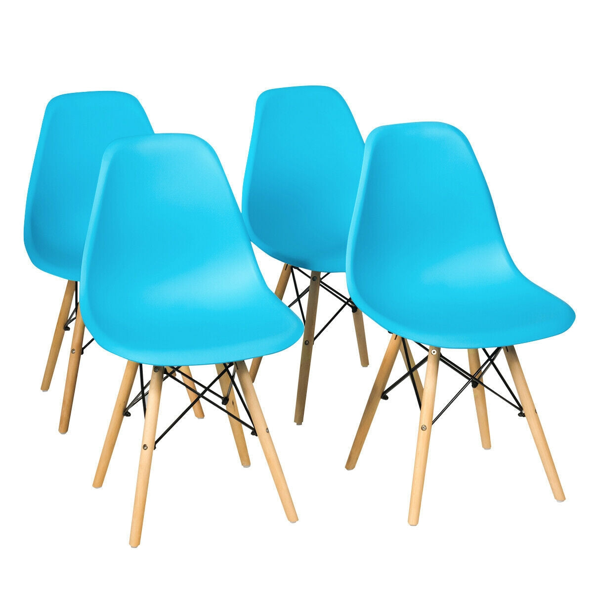 4 Pieces Modern Armless Dining Chair Set with Wood Legs