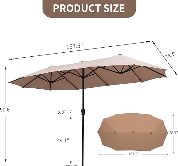 Ainfox 13ft Patio Umbrella Outdoor Two Layers Market Extra Large Table Umbrella