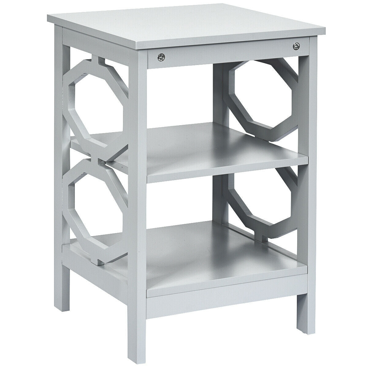 3-tier Nightstand Sofa Side End Accent Table-Black