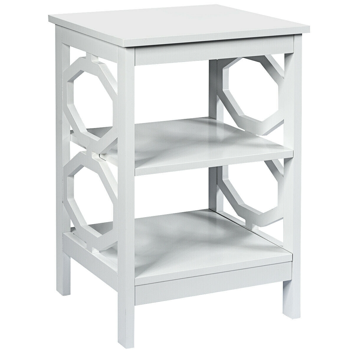 3-tier Nightstand Sofa Side End Accent Table-Black