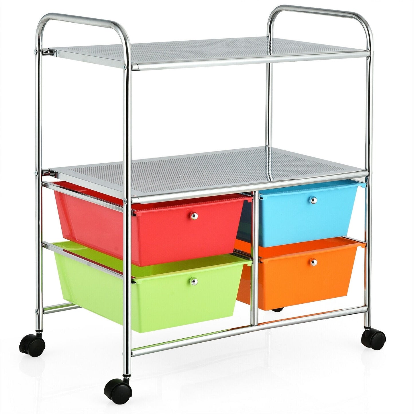Mobile 4 Drawers Shelves Rolling Storage Cart Rack