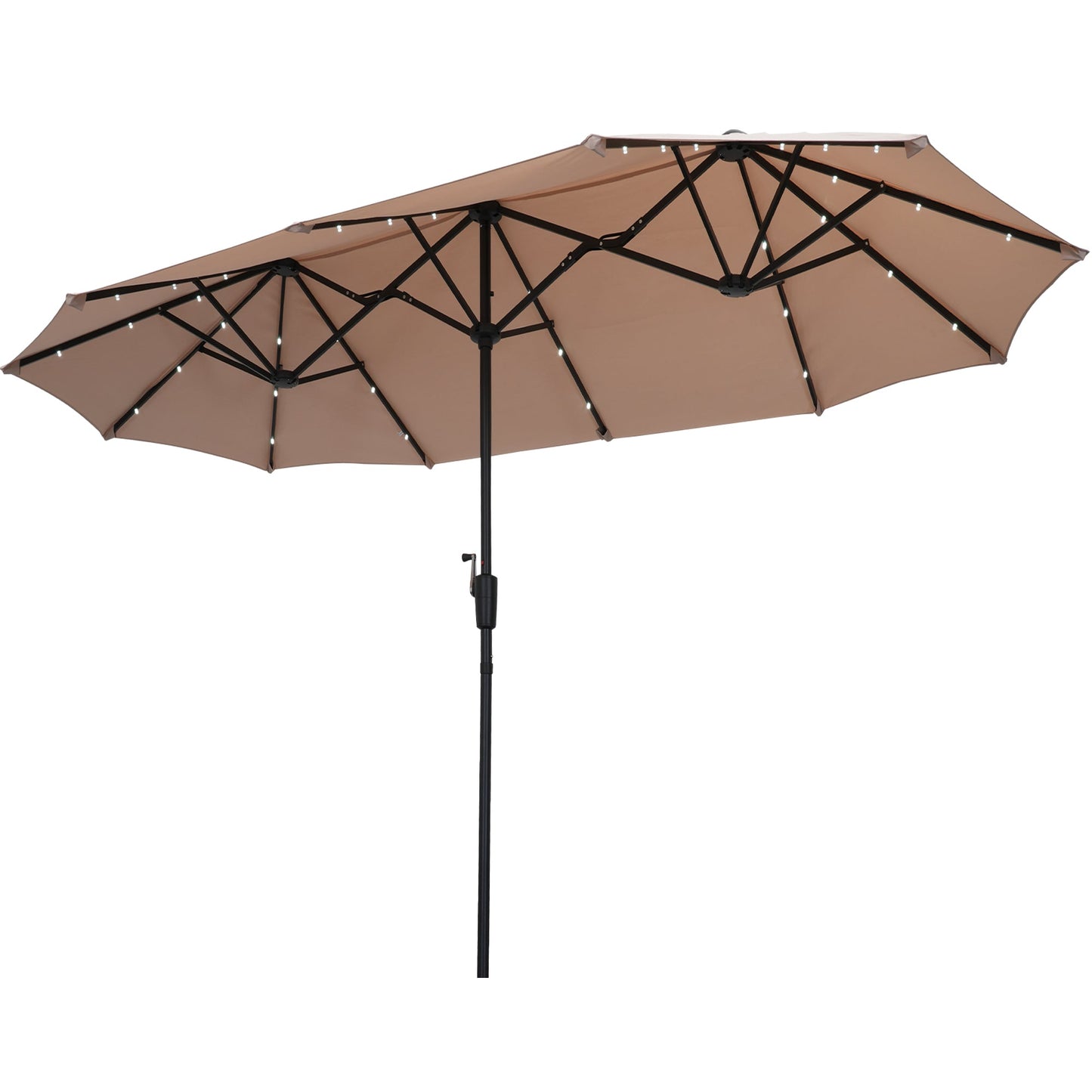 Ainfox 13ft Large Patio Umbrella with Solar Lights, Outdoor Double-Sided Rectangle Market Heavy Duty Umbrellas without Base