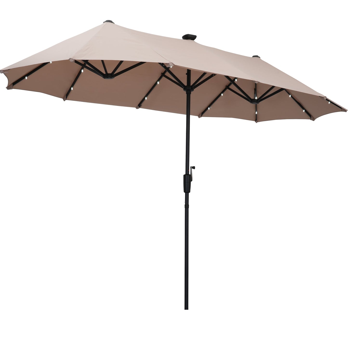 Ainfox 13ft Large Patio Umbrella with Solar Lights, Outdoor Double-Sided Rectangle Market Heavy Duty Umbrellas without Base