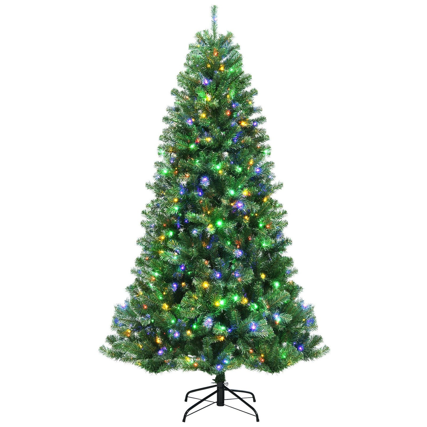 Artificial Hinged Christmas Tree with Remote-controlled Color-changing LED Lights
