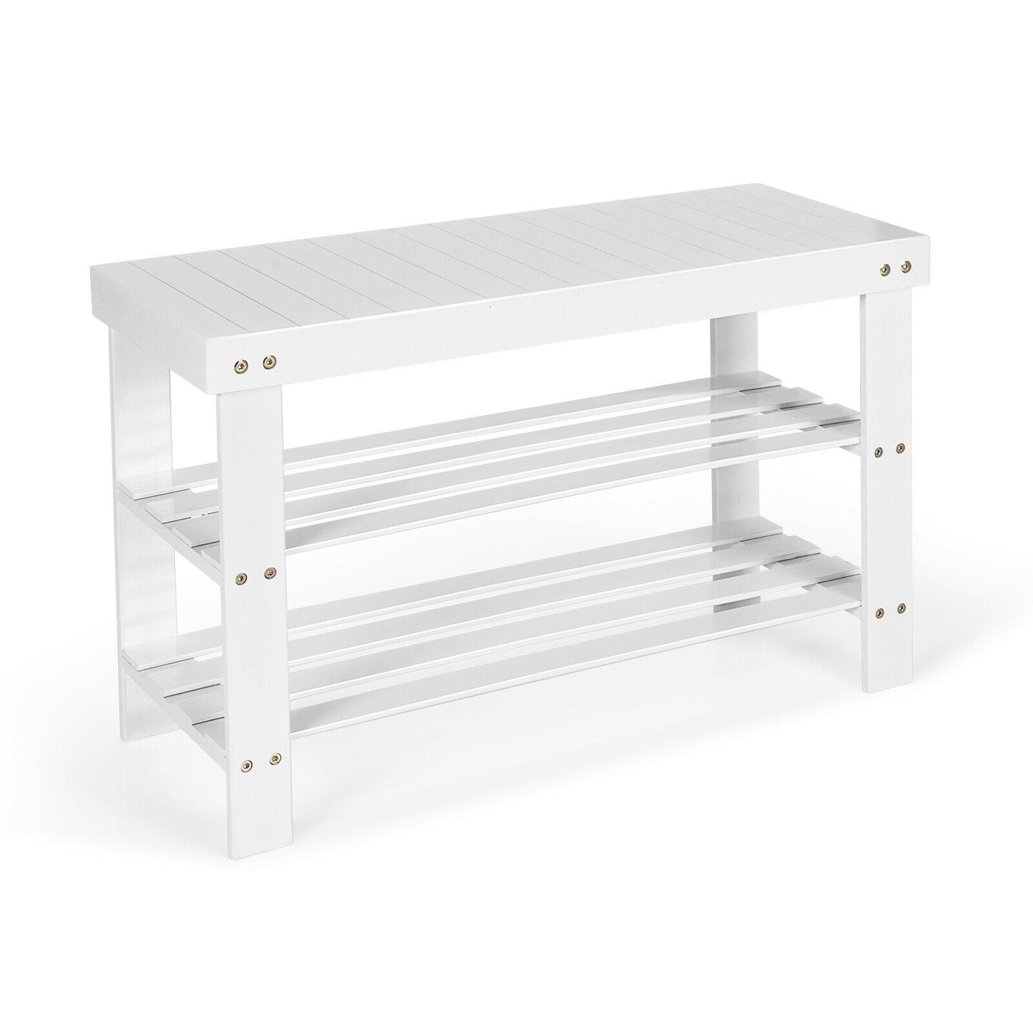 3 Tier Bamboo Bench Storage Shoe Shelf-Natural
