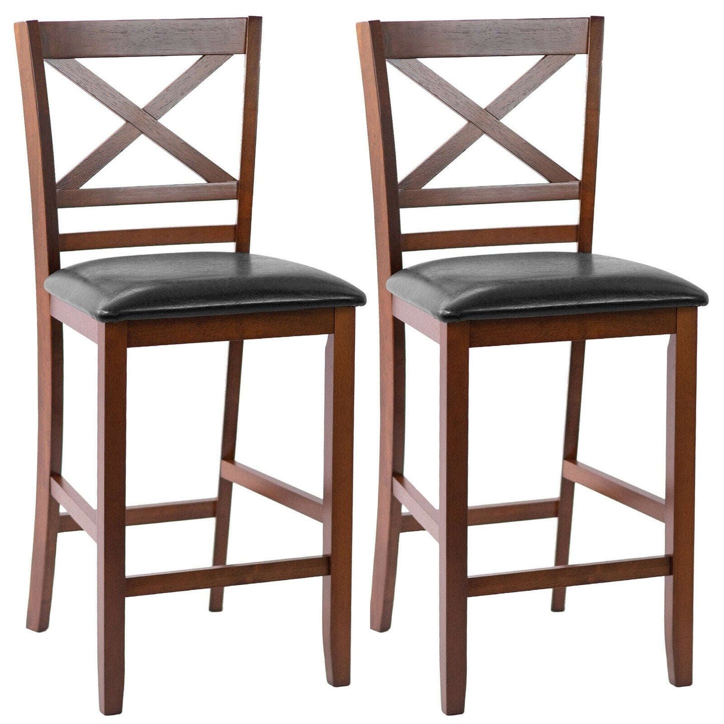 Set of 2 Bar Stools 25 Inch Counter Height Chairs with