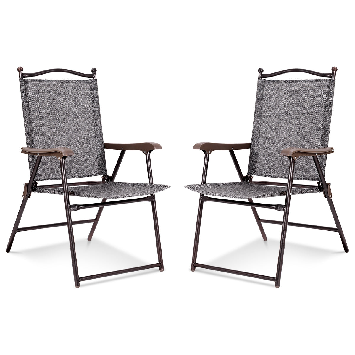 Set of 2 Patio Folding Sling Back Camping Deck Chairs