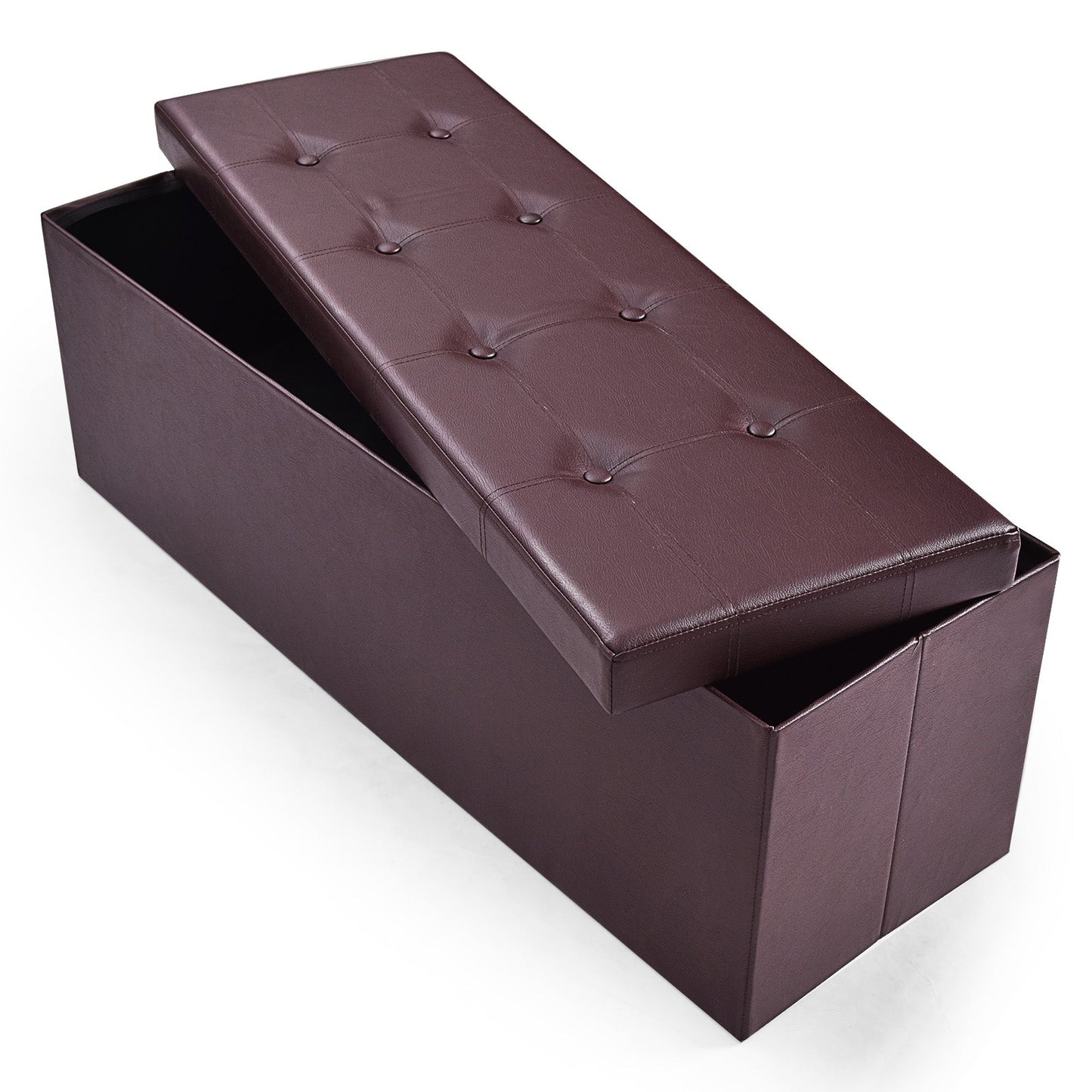 45 Inches Large Folding Ottoman Storage Seat - Brown