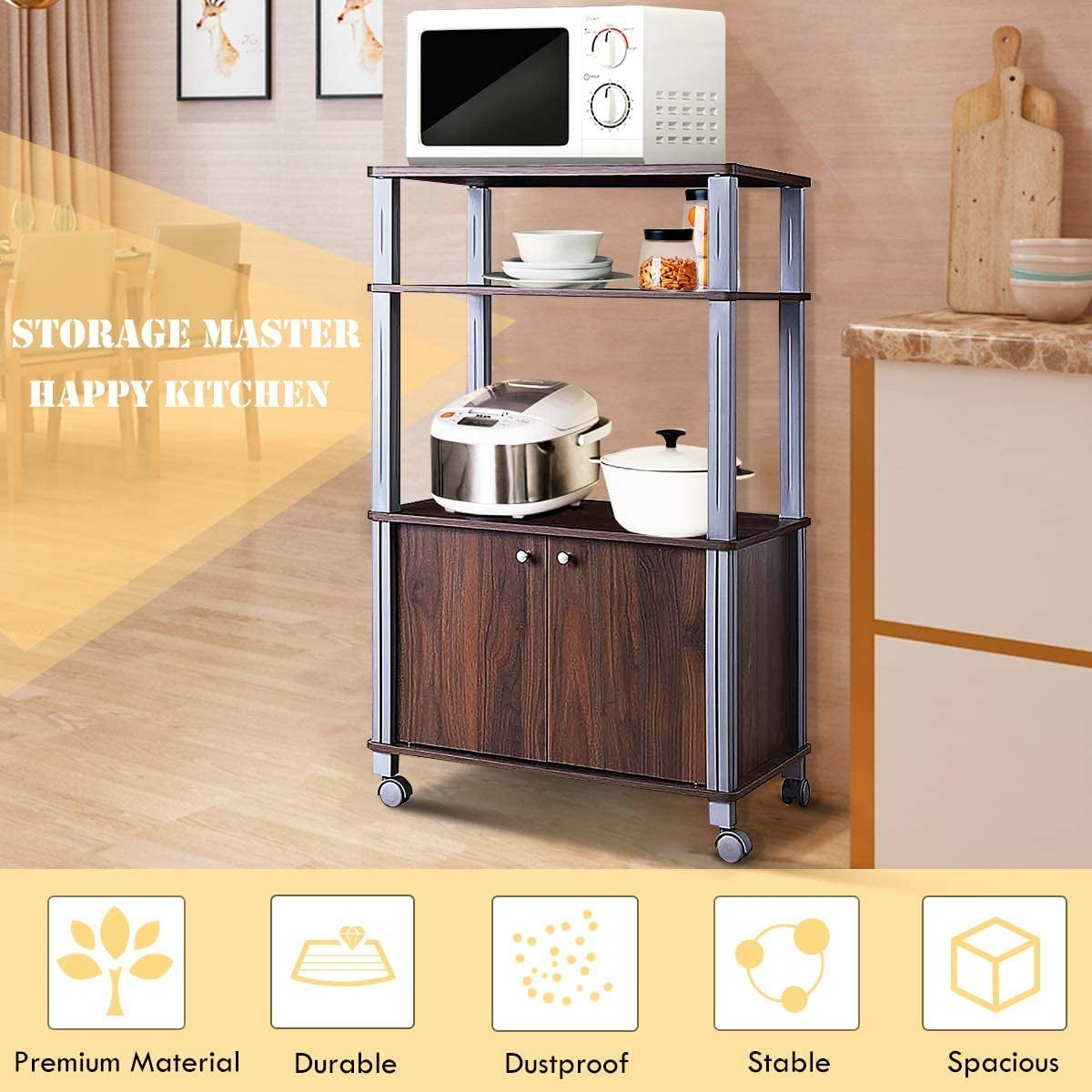 Microwave Rack Stand Rolling Storage Cart