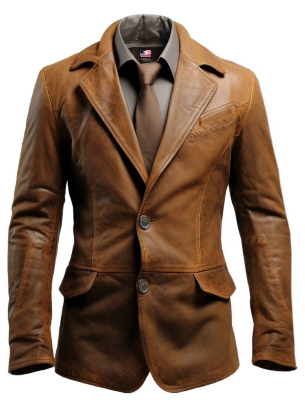 Men’s Two-Button Leather Blazer
