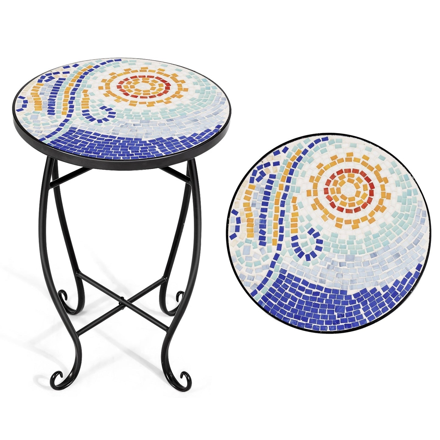 Outdoor Indoor Steel Accent Plant Stand Cobalt Table
