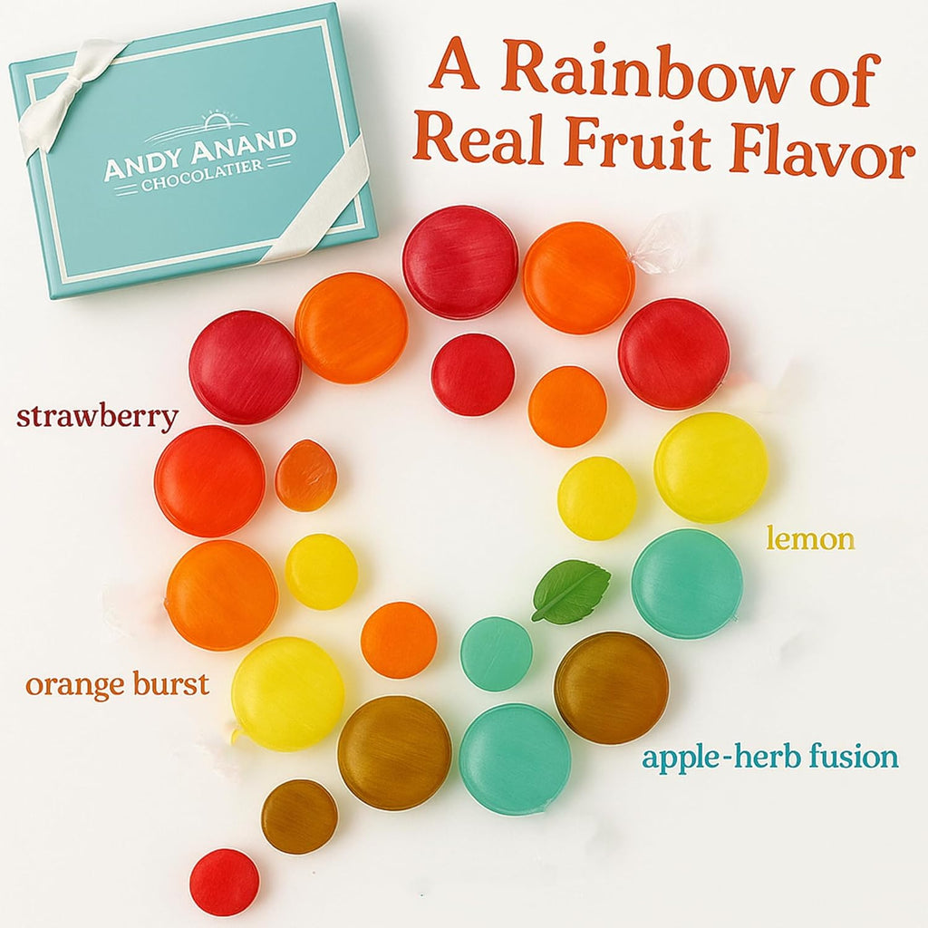 Andy Anand Sugar-Free Mixed Fruit Hard Candy, 80 pc, 7 oz – European Imported, Stevia Sweetened, Gluten-Free, Keto Diabetic-Friendly Gift