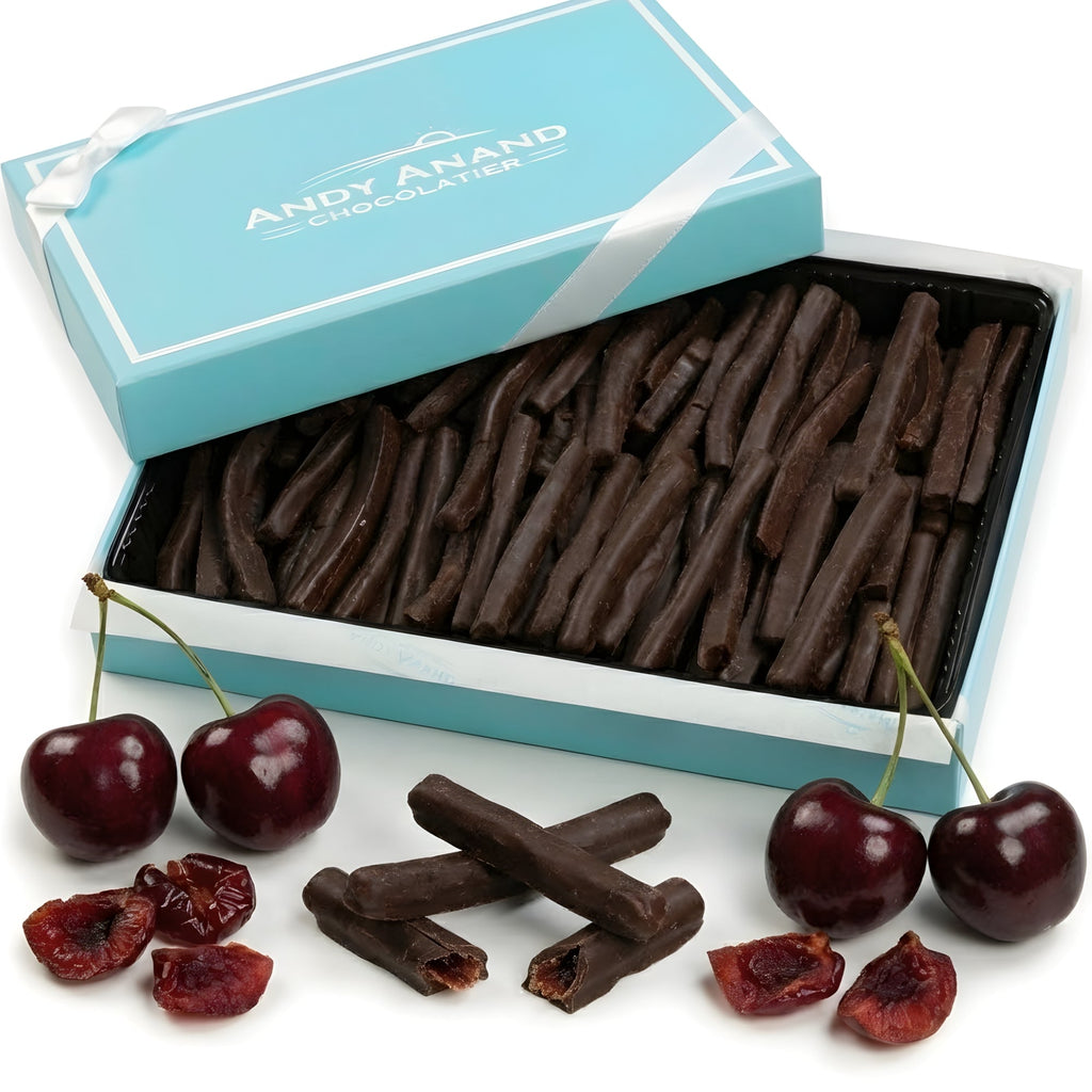 Andy Anand 60% Dark Chocolate Cherry Peel, Vegan, Gluten-Free, 12oz Gift Box (Approx. 43 Hand-Dipped Pieces) – Premium Italian Gourmet Treat