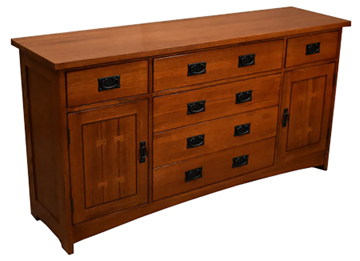 Mission Quarter Sawn Oak 6 Drawer Sideboard - 62"