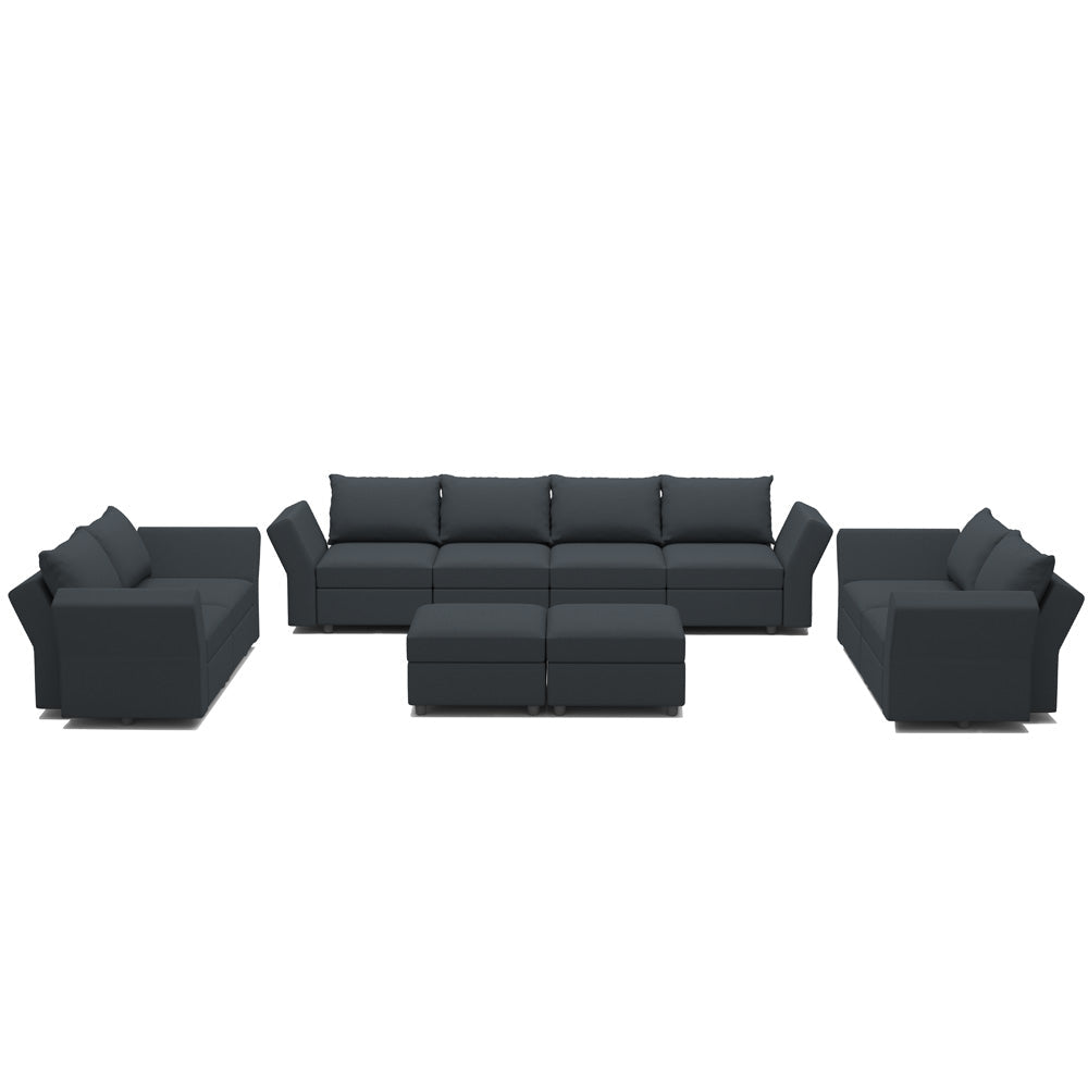 Ainfox U-shaped Modular Sectional Sofa Couch with Storage Seat 8 Seats +2 Ottomans