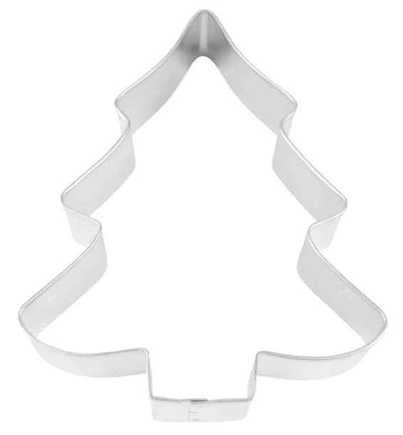 Emporte-pièce sapin de Noël enneigé 5" en fer-blanc