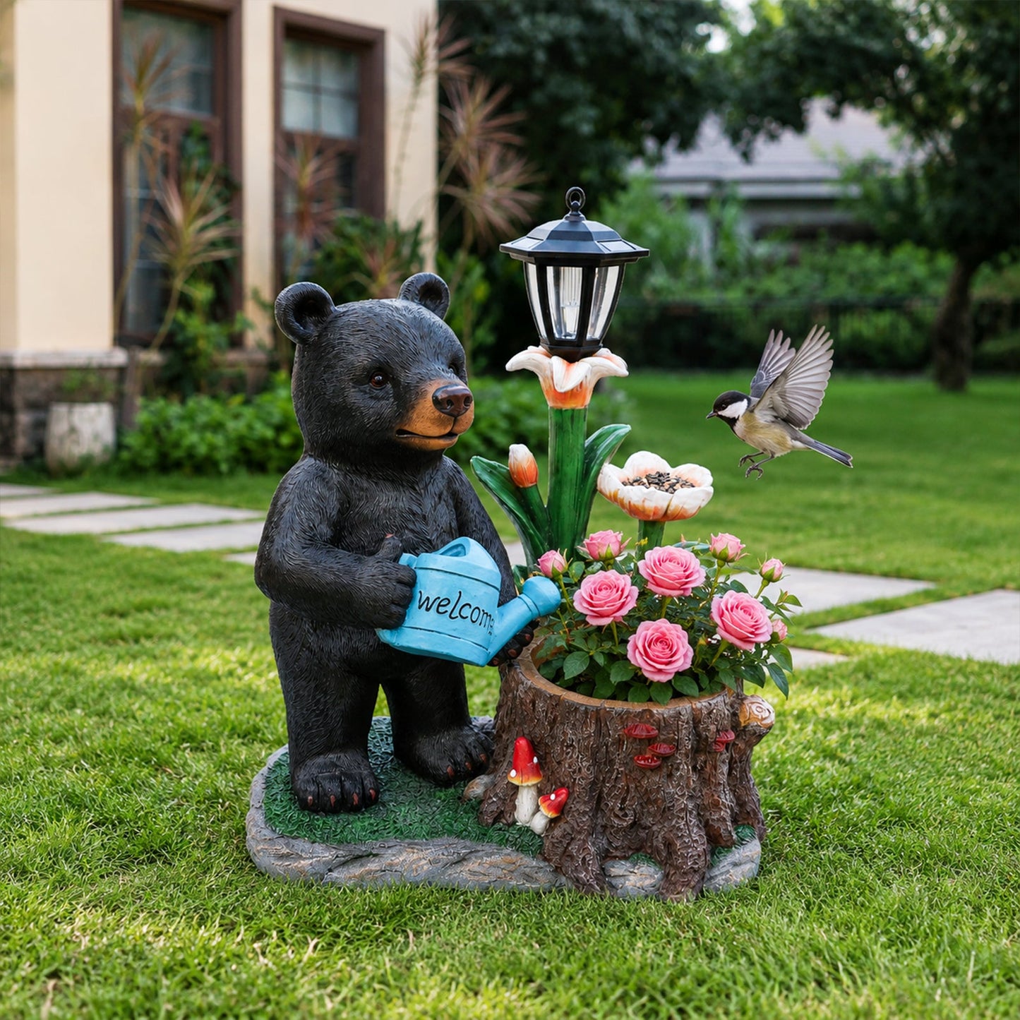 Standing Bear Figure with Planter