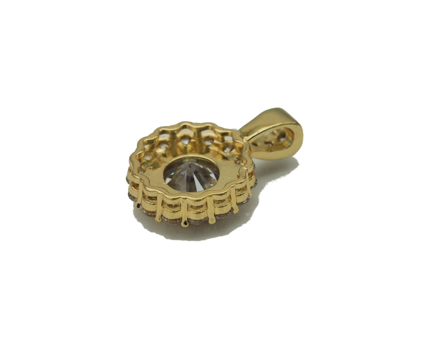 Large Round CZ Flower Charm, Sku#LK664