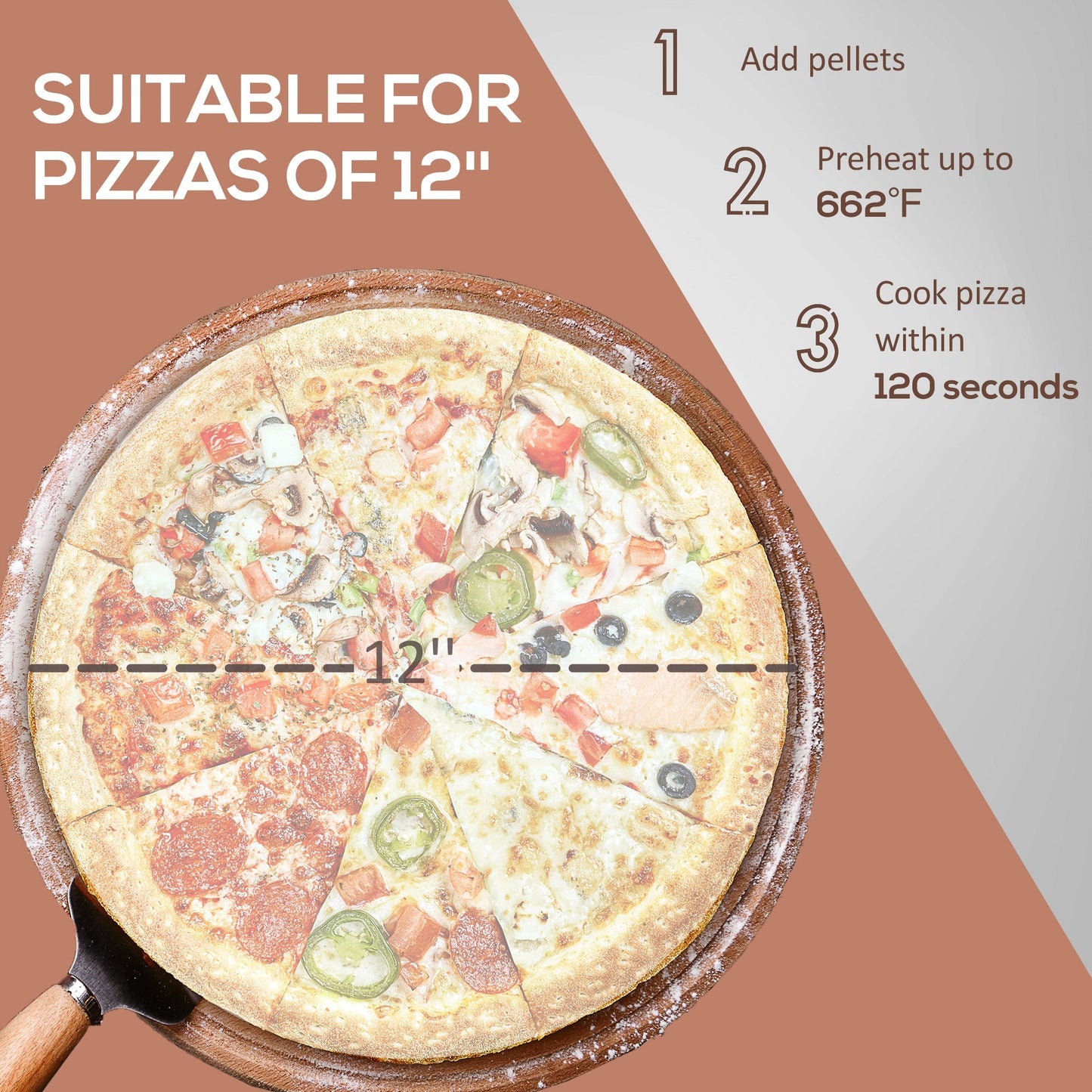 Outsunny Outdoor Pizza Oven with 12" Rotating Stone