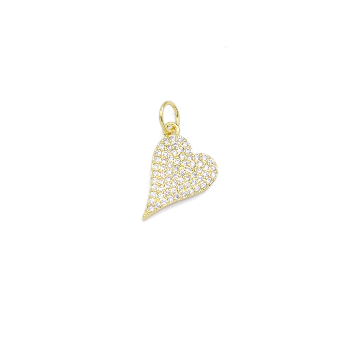 Gold Clear CZ Heart Shape Charm, Sku#LX457
