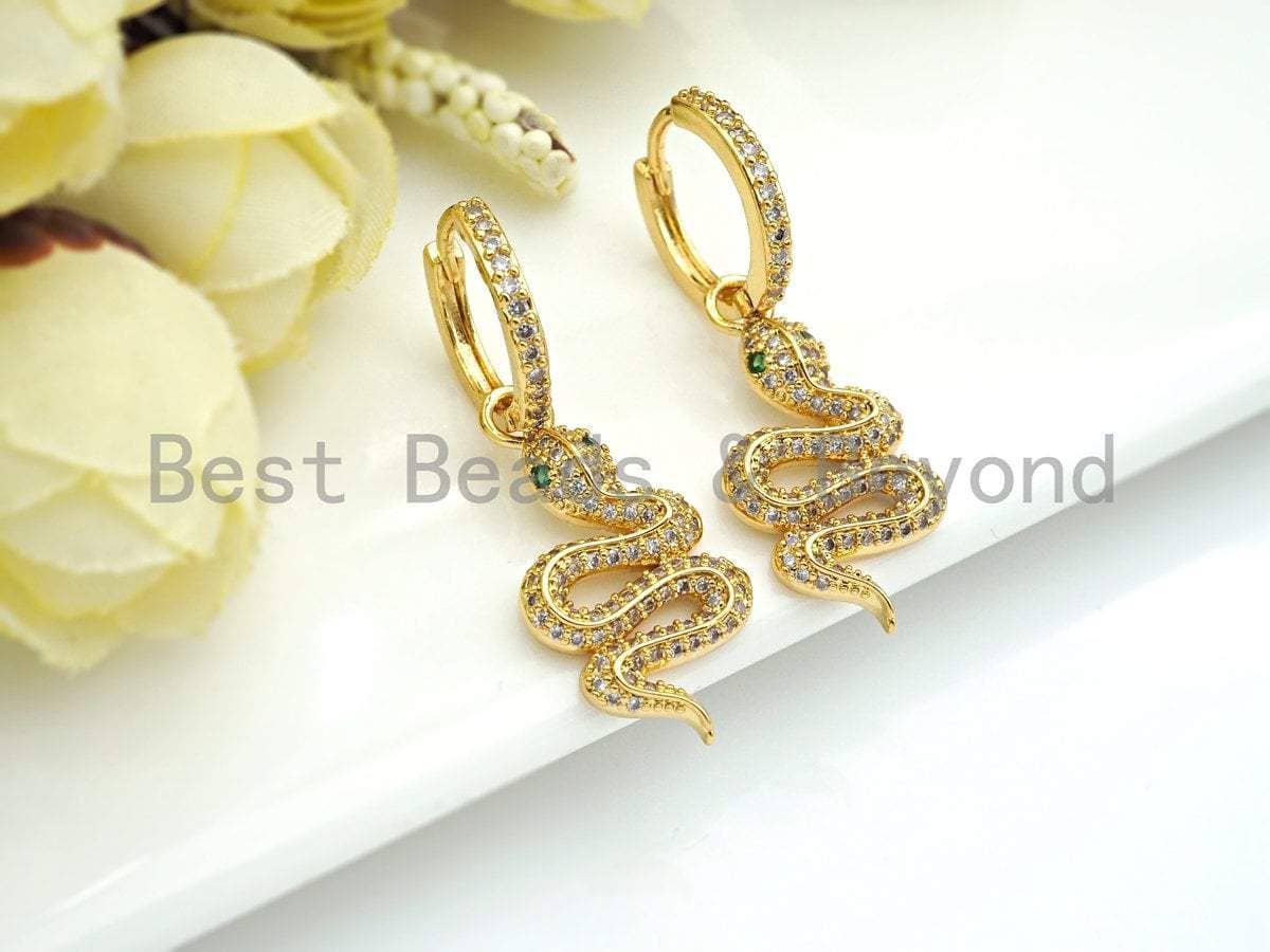 CZ Snake Huggie Earrings, Sku#J259