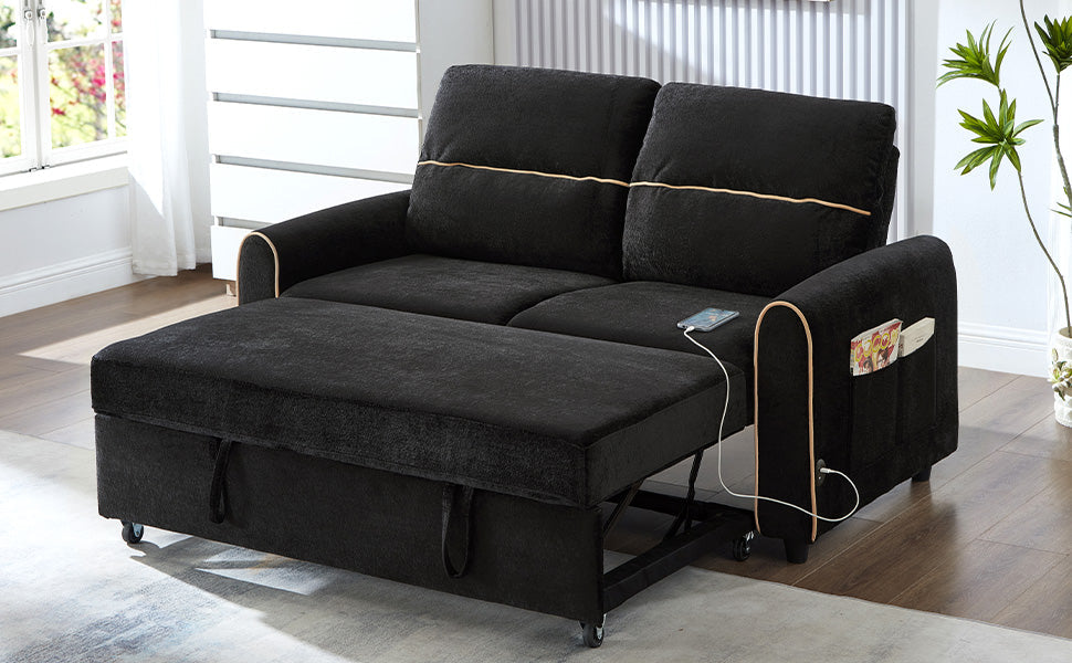 Chenille Pull Out Sofa Bed