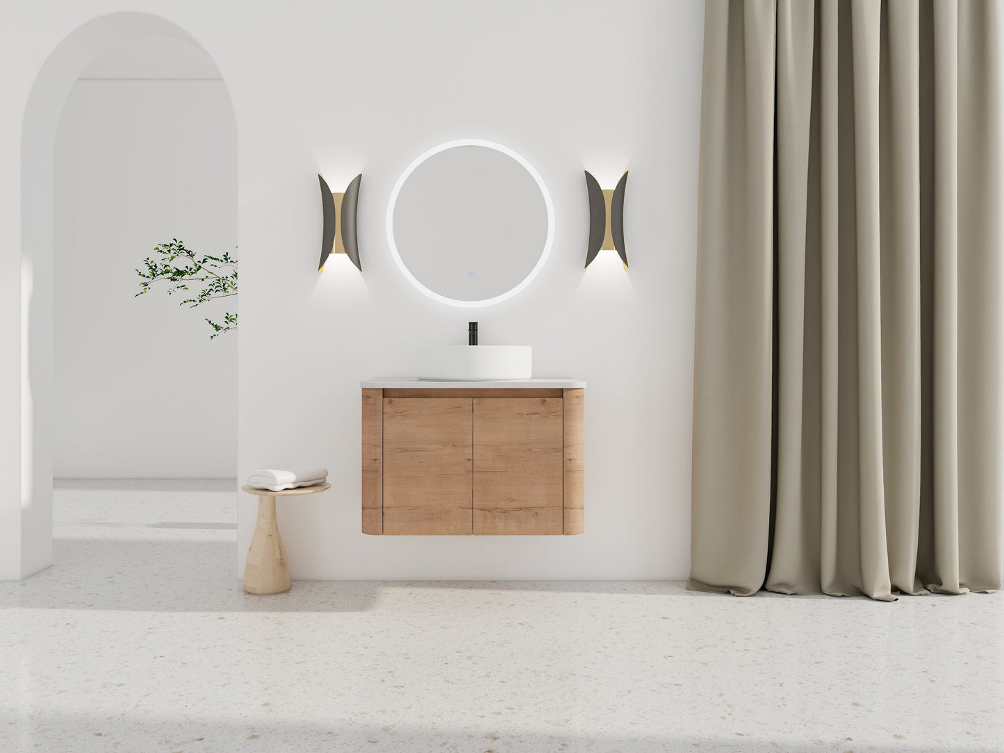 30'' Wall-Mounted Bathroom Vanity With Ceramic Art Sink
