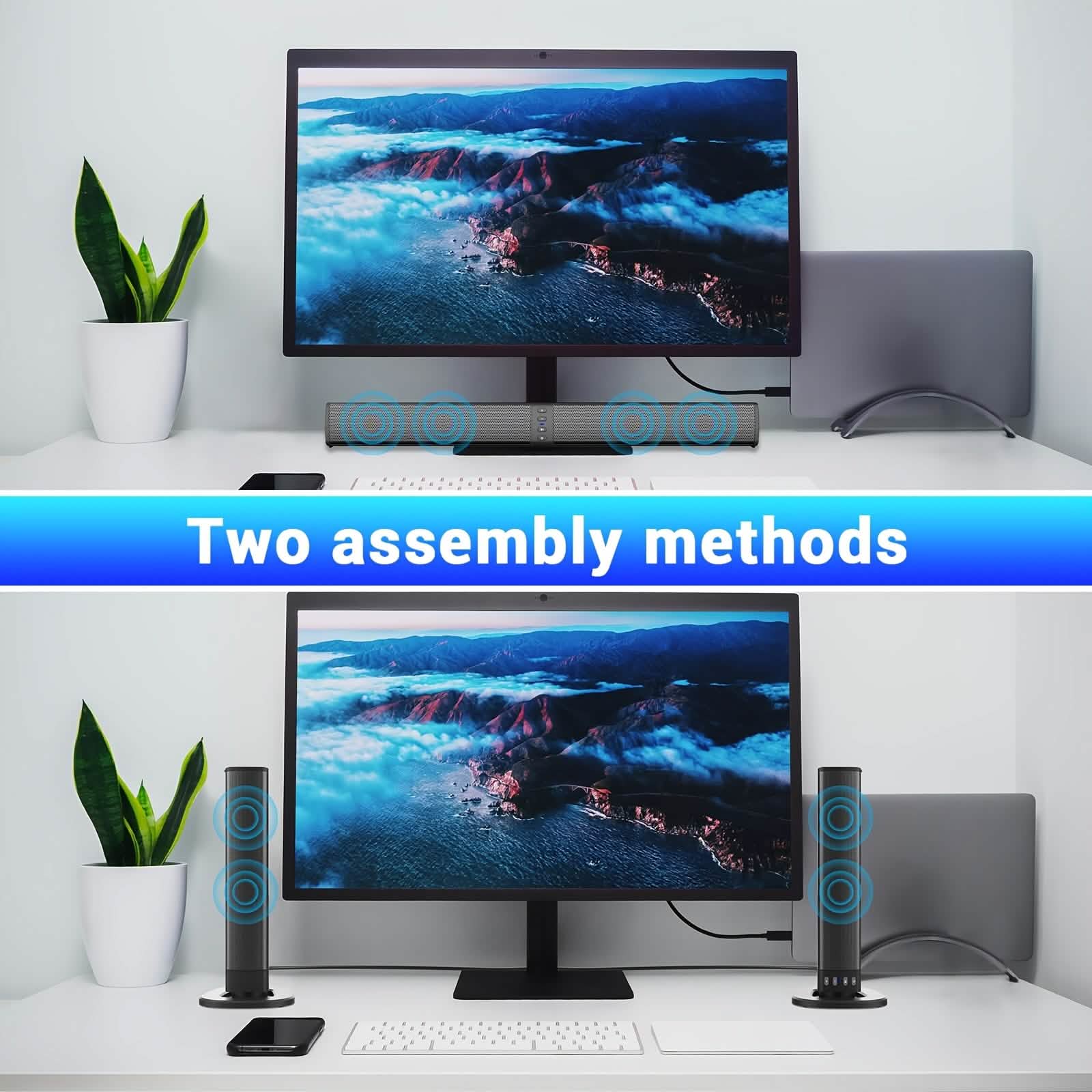 Barre de son sans fil pour TV – Haut-parleur Bluetooth détachable 2 en 1