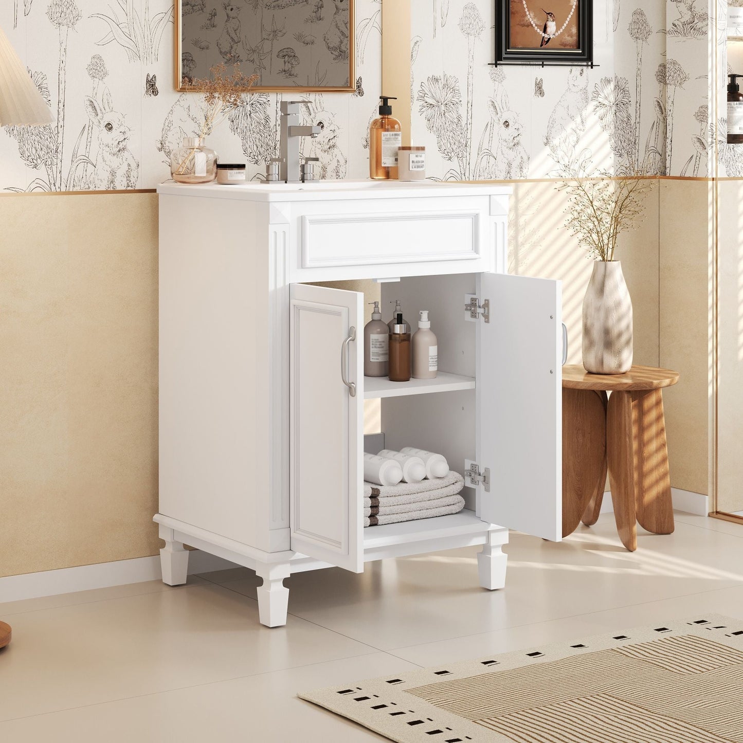 Bathroom Vanity With Top Sink and Soft Closing Doors
