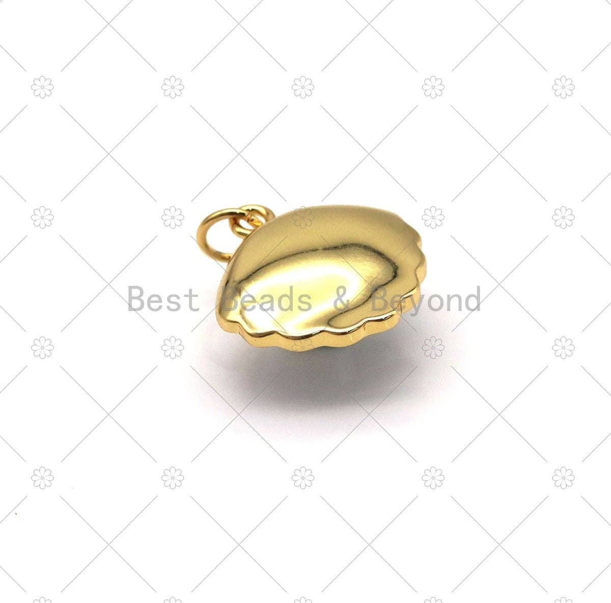 Mother of Pearl On Blue Enamel Shell Shape Pendant, 18K Gold Filled Shell Charm, Necklace Bracelet Charm Pendant,Sku#Y552