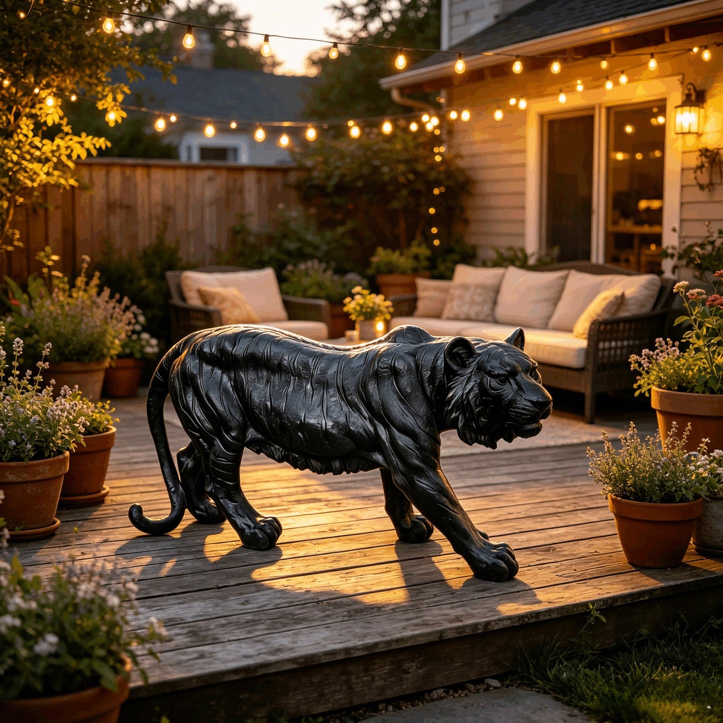 Simulated Black Tiger Statue