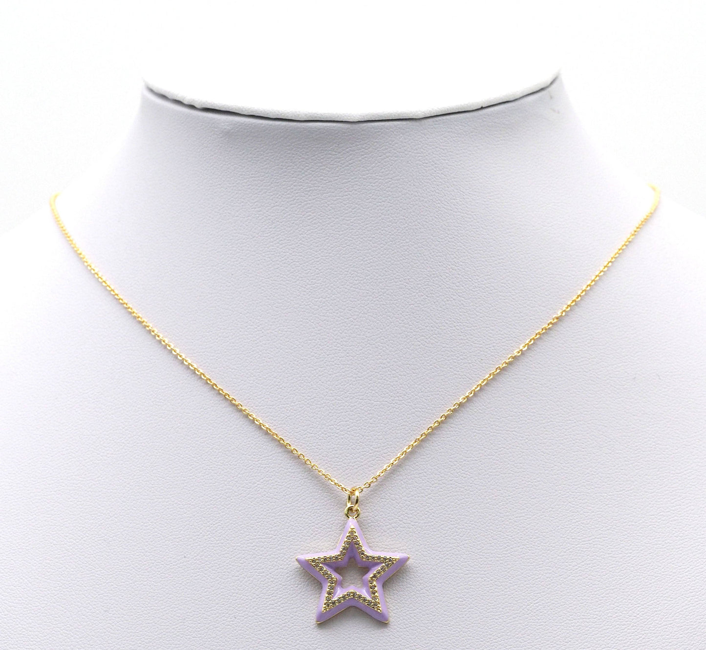 CZ Colorful Enamel Five Point Star Charm, Sku#F1509
