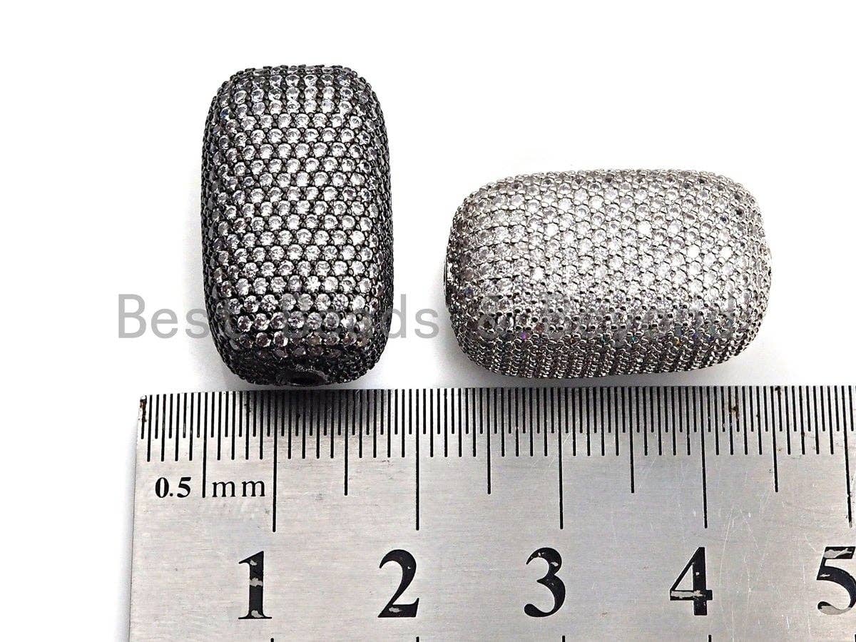 Large CZ Micro Pave Barrel Rectangle Spacer Beads, sku#X145