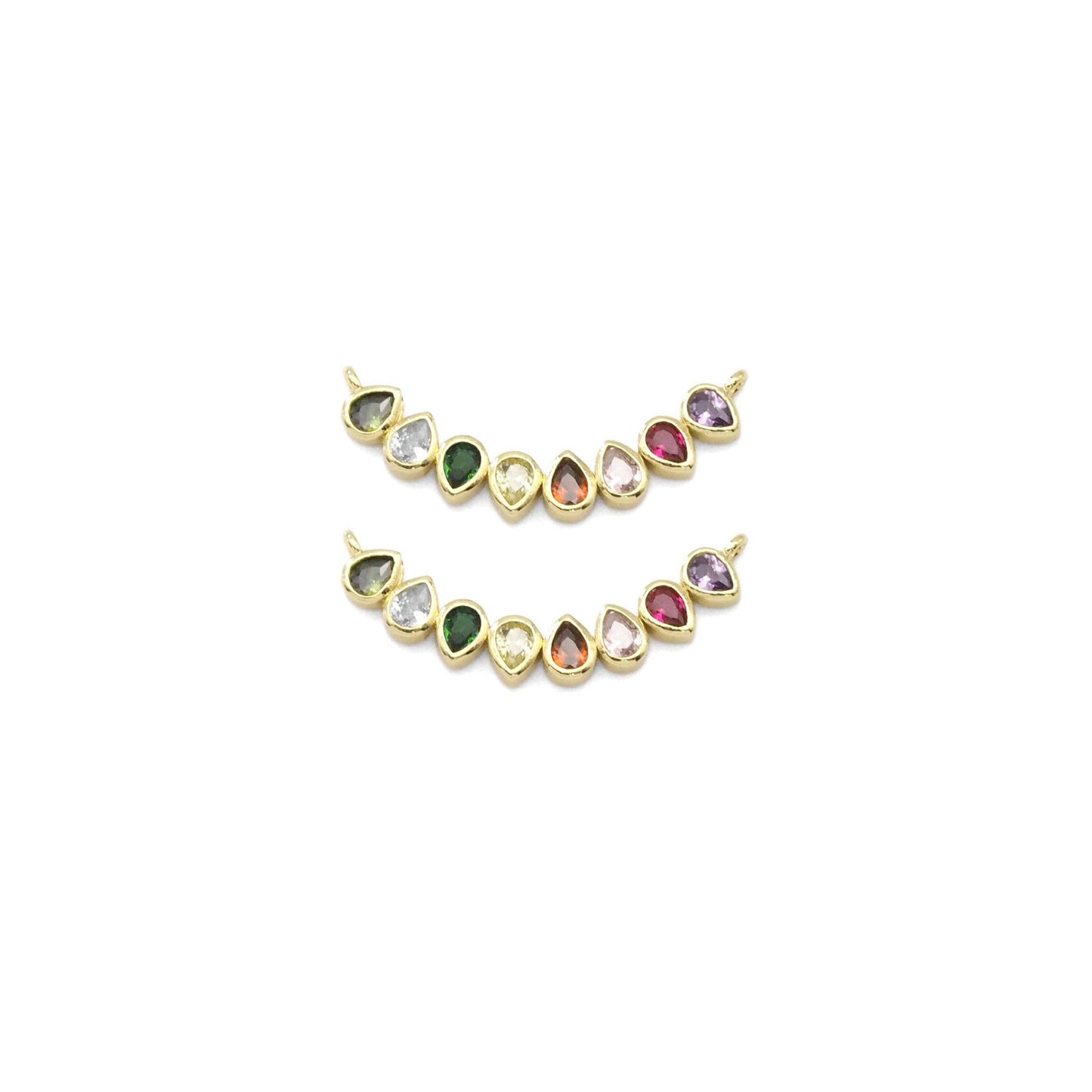 Colorful Teardrop CZ Connector Charm, Sku#LX310