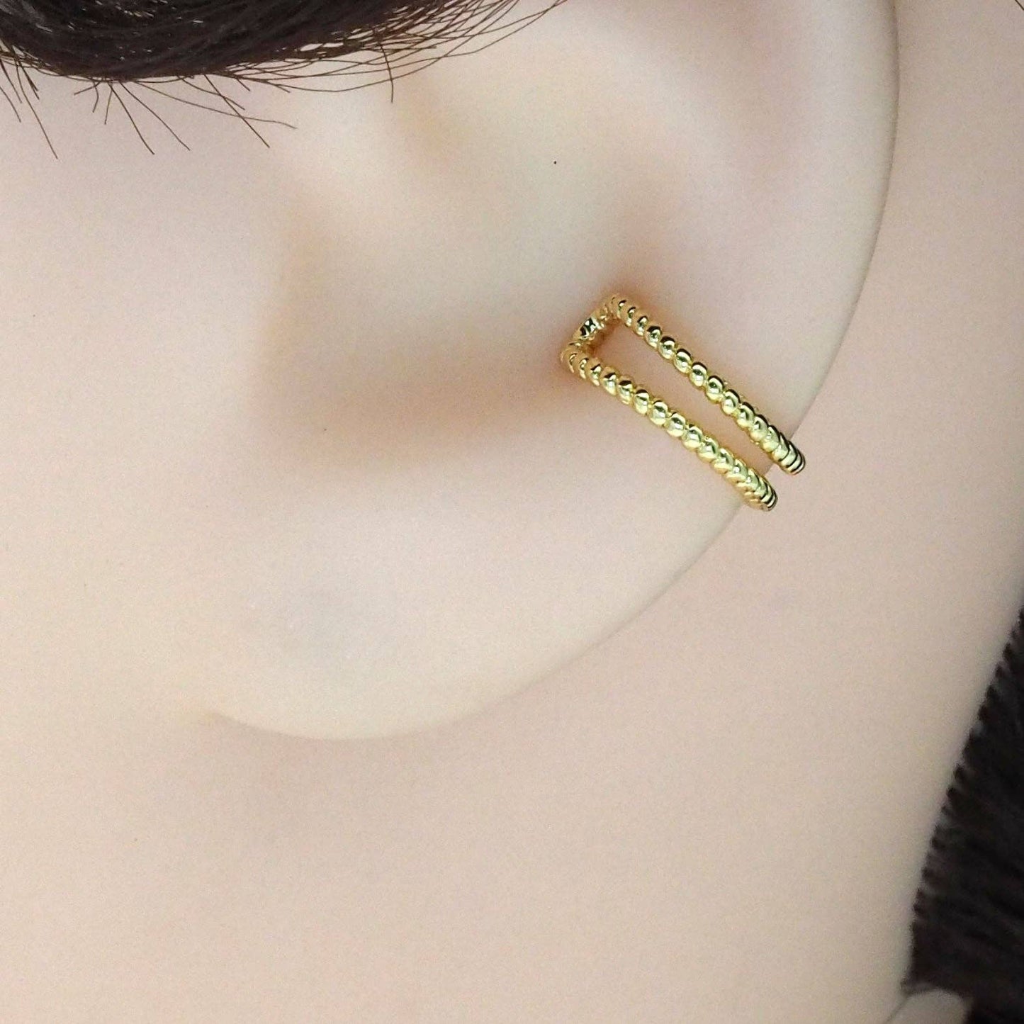 Gold Double Line Twisted Ear Cuff, Sku#LX314