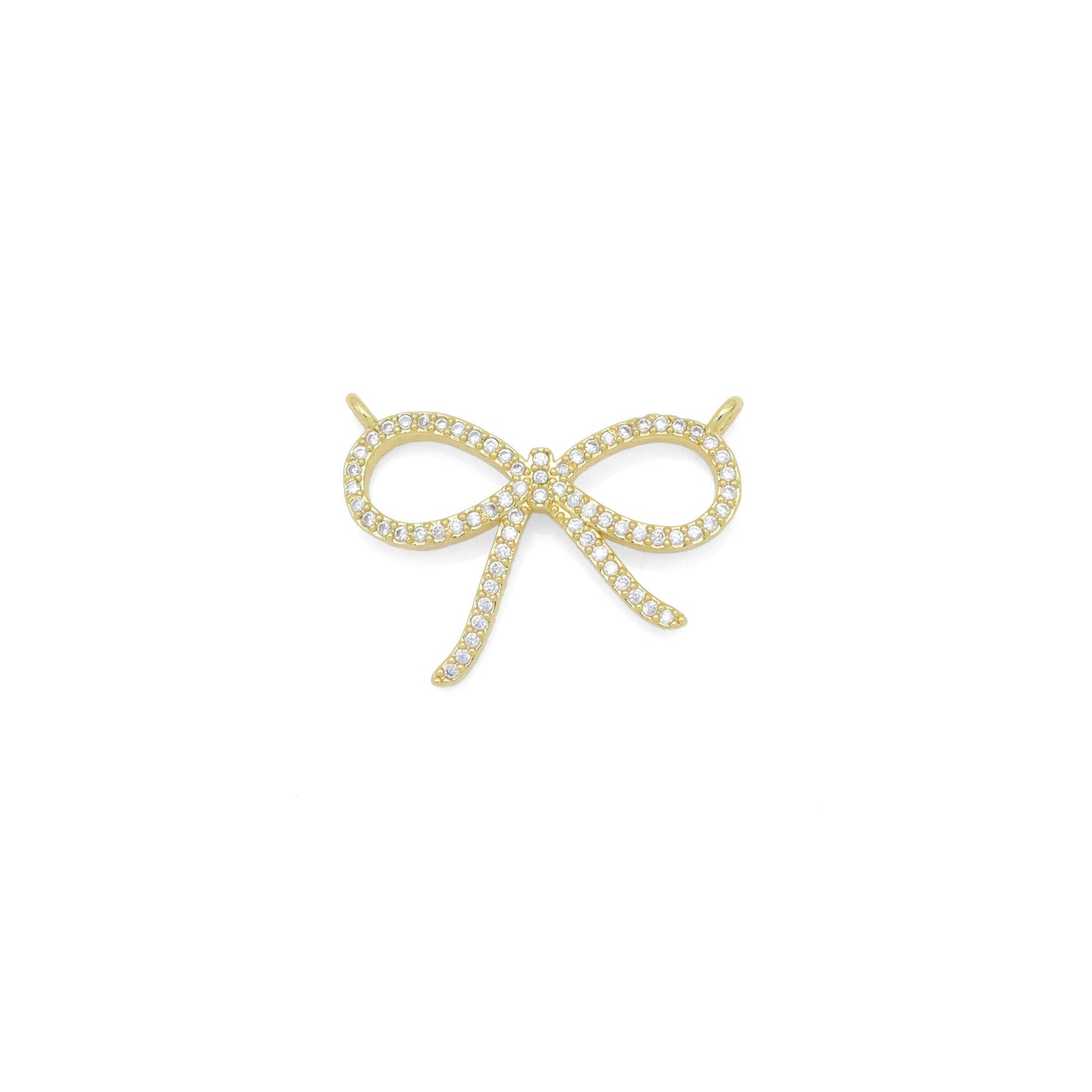 Clear CZ  Gold Bow knot Connector Charm Pendant, Sku#LK1020