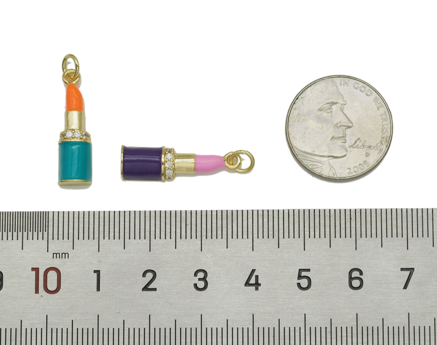 CZ Enamel Lipstick Pendant, Sku#F1460C