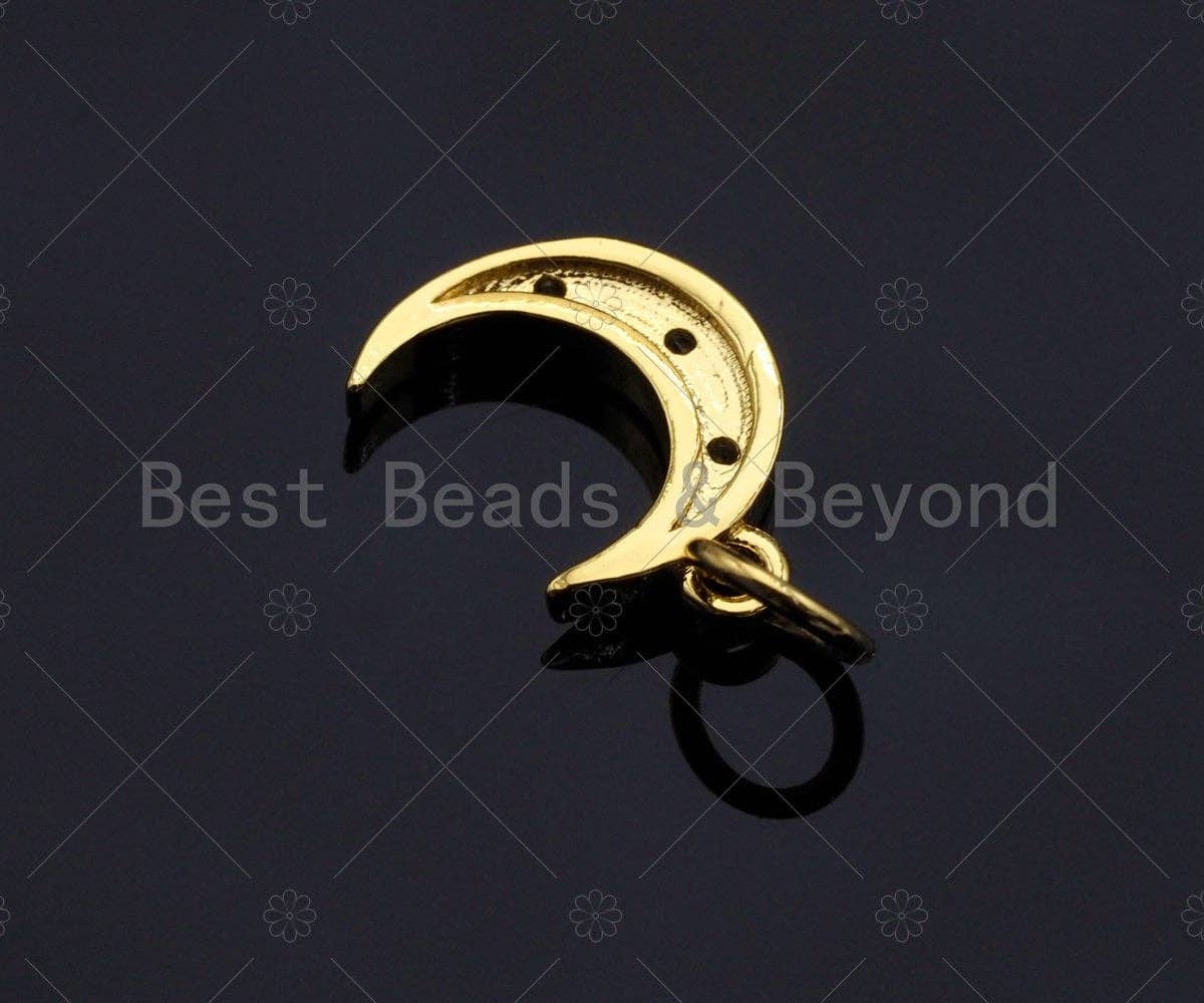 Dainty Gold Star Cresent Moon Charms, Dainty Charms, Moon Pendant, Gold Coin Pendant, Gold Necklace Charms, 9x12mm, Sku#LK114